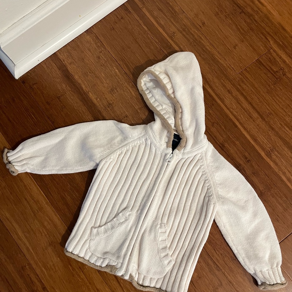 Baby Gap white zip up sweater